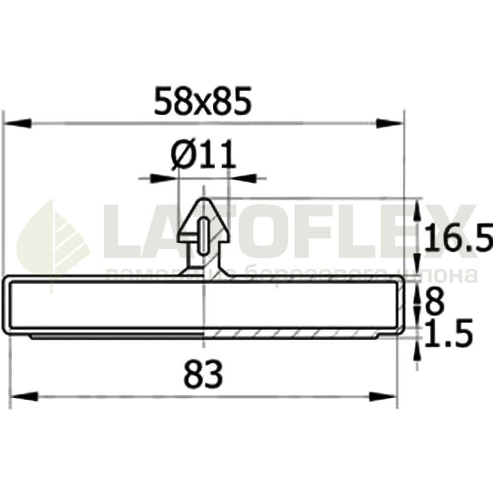 Латодержатель накладной для лат сечением 8х83 мм центральный ЛС8-83-58ЧК